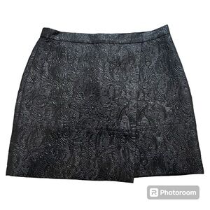 J. Crew size 4 women’s black paisley faux wrap mini skirt